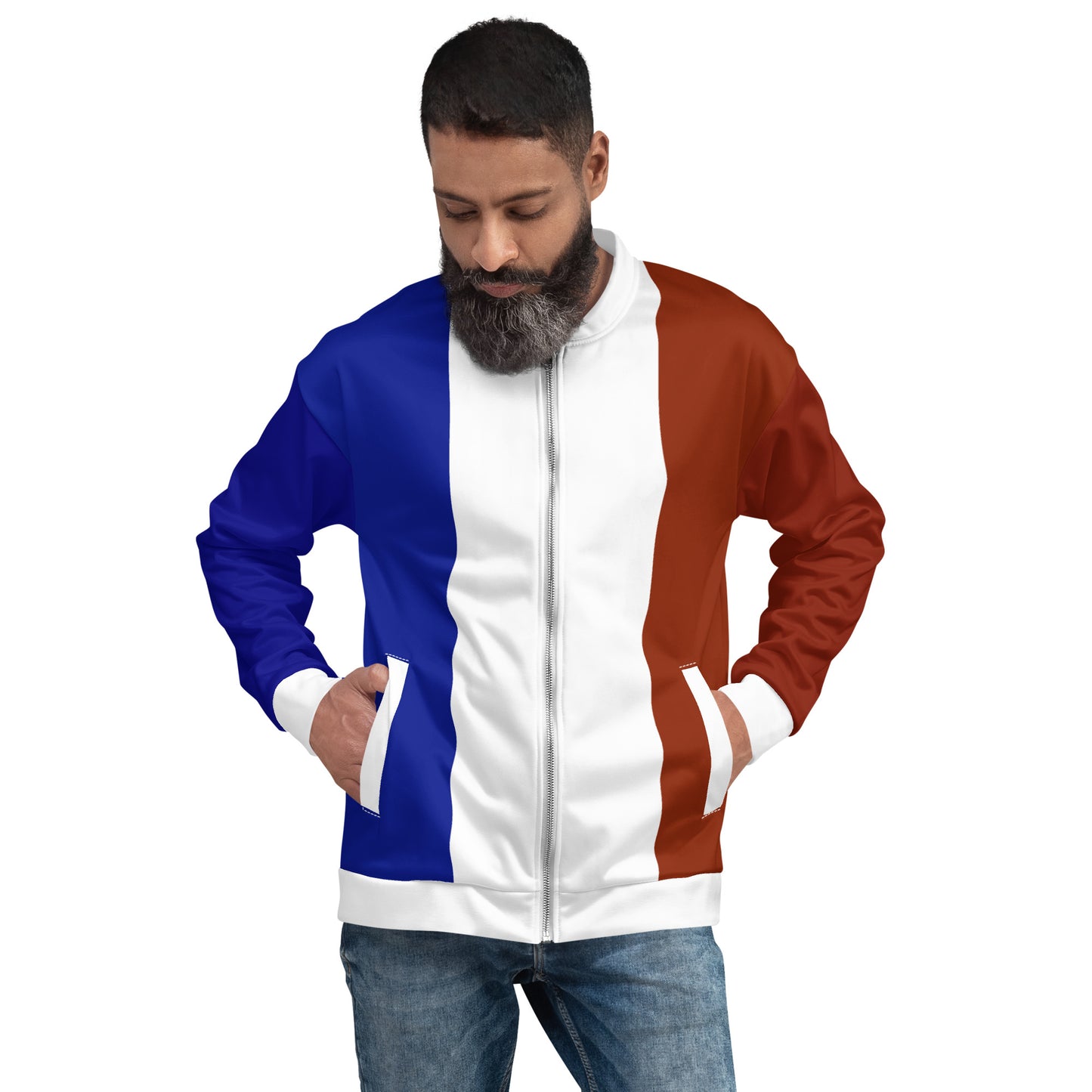 Bomber jacket met de Franse vlagkleuren