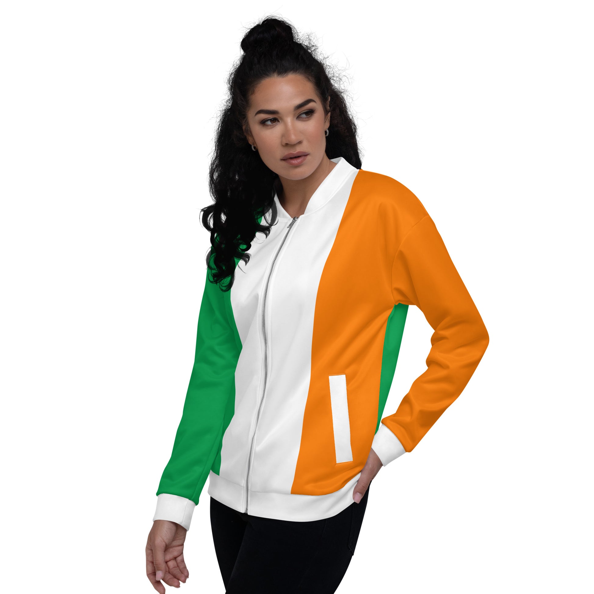 Irish Jacket / Unisex Bomber Jacket With Colors Of The Ireland Flag