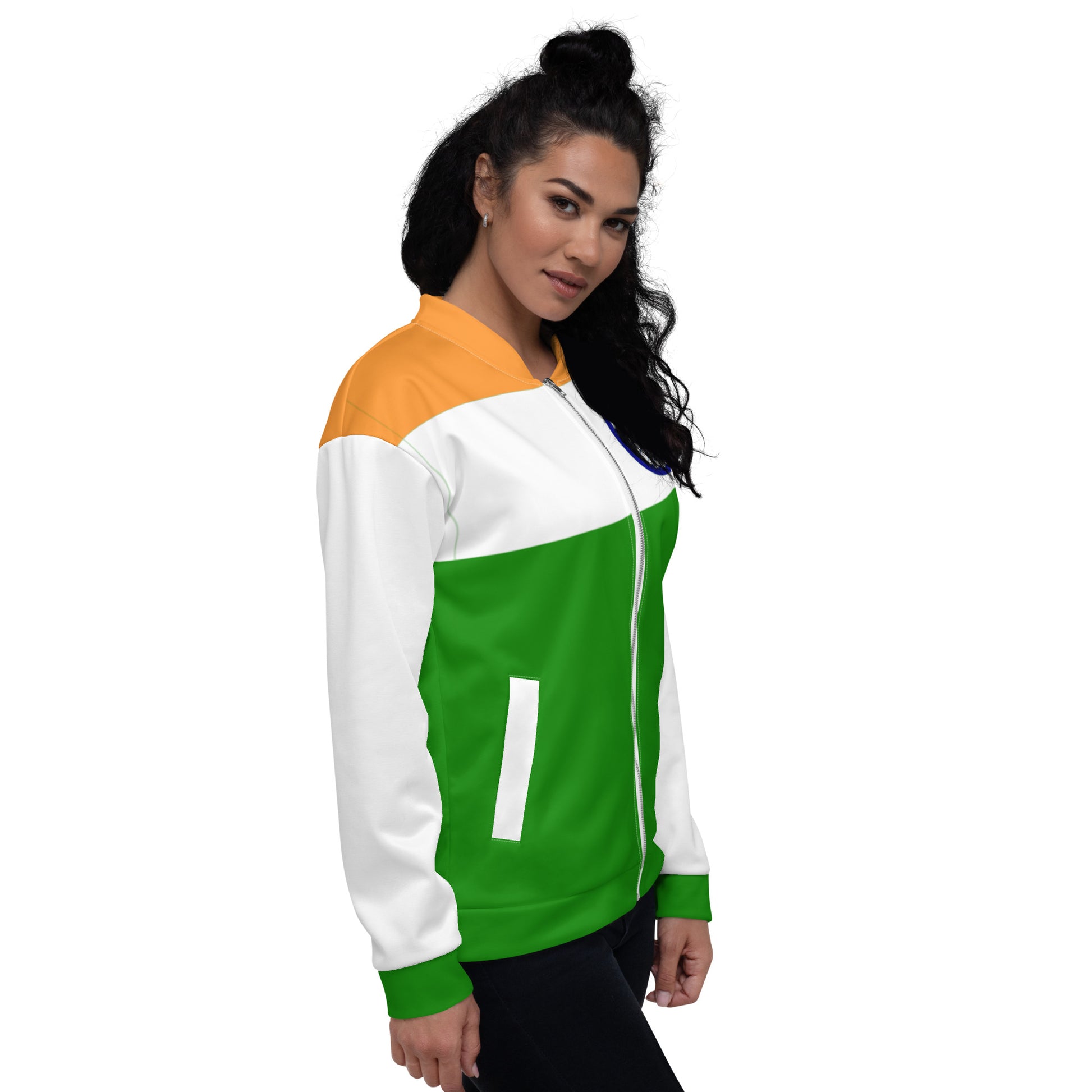 Indian Print Jacket / India Flag Colors Bomber Jacket For India Lover