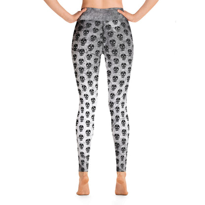 Soft Goth Leggings / Goth Yoga Pants / Grey Goth Leggings Outfit With Inside Pocket / Skull Leggings