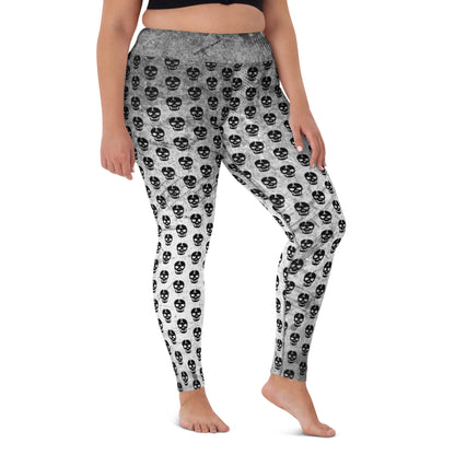 Soft Goth Leggings / Goth Yoga Pants / Grey Goth Leggings Plus Size Outfit With Inside Pocket / Skull Leggings