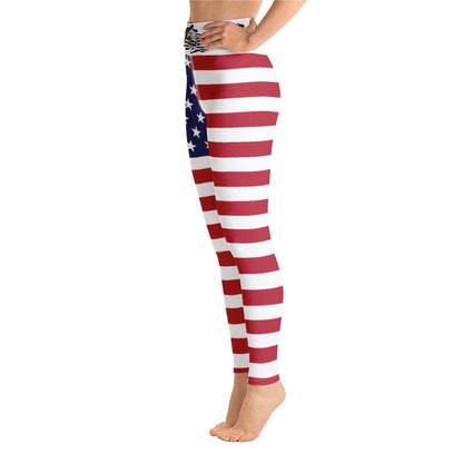 United States Of America Flag Yoga Leggings / Stars And Stripes Clothing / Inside Pocket