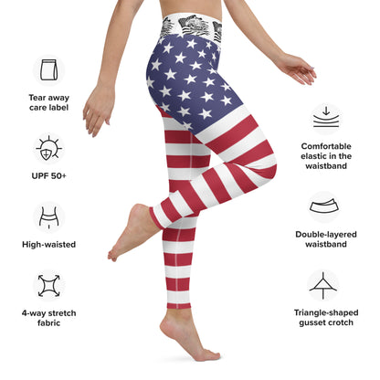 United States Of America Flag Yoga Leggings / Stars And Stripes Clothing / Inside Pocket