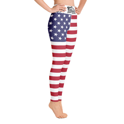 United States Of America Flag Yoga Leggings / Stars And Stripes Clothing / Inside Pocket