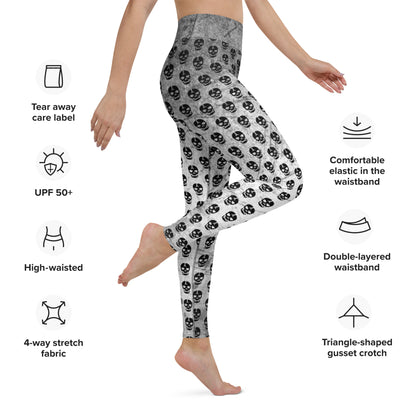 plus points Soft Goth Leggings / Goth Yoga Pants / Grey Goth Leggings Outfit With Inside Pocket / Skull Leggings