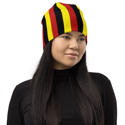 Belgian Flag Colors Beanie / Striped Beanie Black Yellow Red