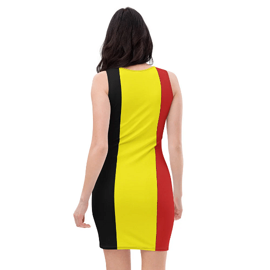 Fitted Dress / Above The Knee / Print Of The Belgian Flag