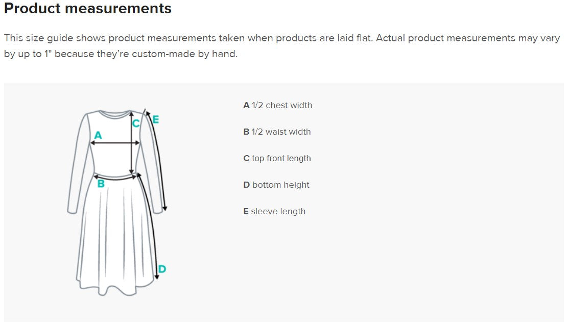 product measurements