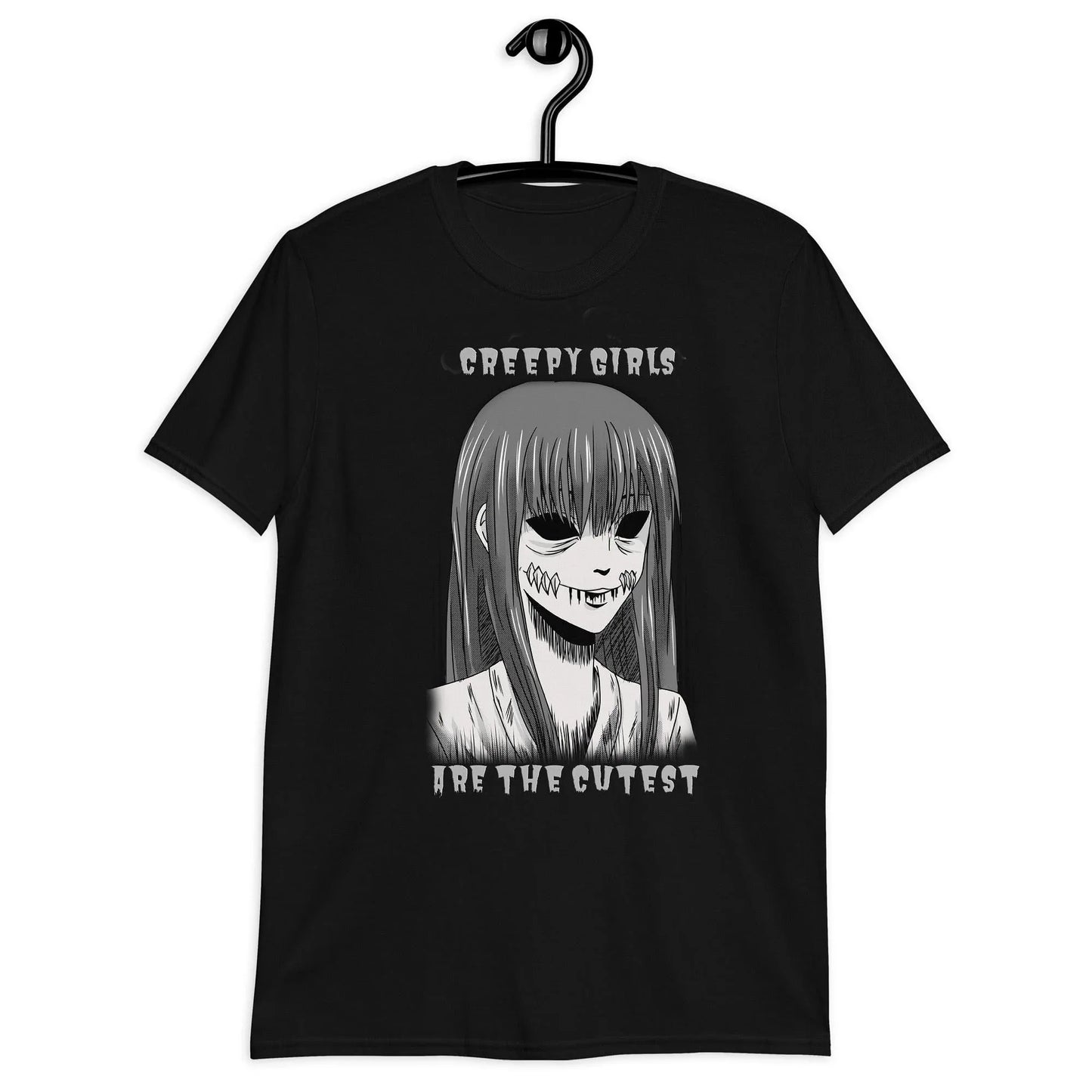 creepy cute gothic t-shirt with manga girl illustration