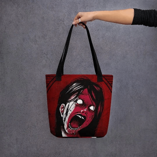 Soft Gothic Bag /  Goth print / Reusable Tote Bag / Screaming Girl