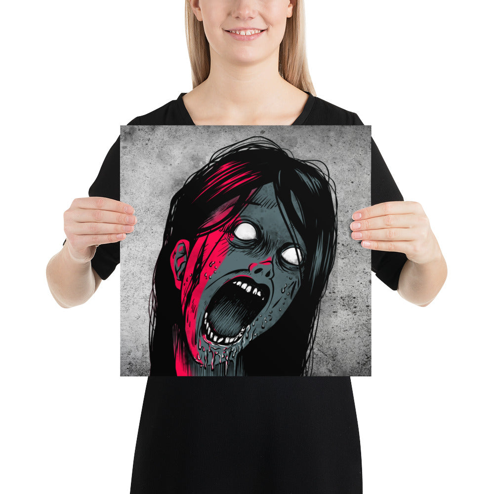 Scared Screaming Girl Poster / Goth Poster / Quality Poster / Gothic Wall Decor - YVDdesign
