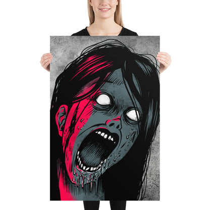 Scared Screaming Girl Poster / Goth Poster / Quality Poster / Gothic Wall Decor - YVDdesign