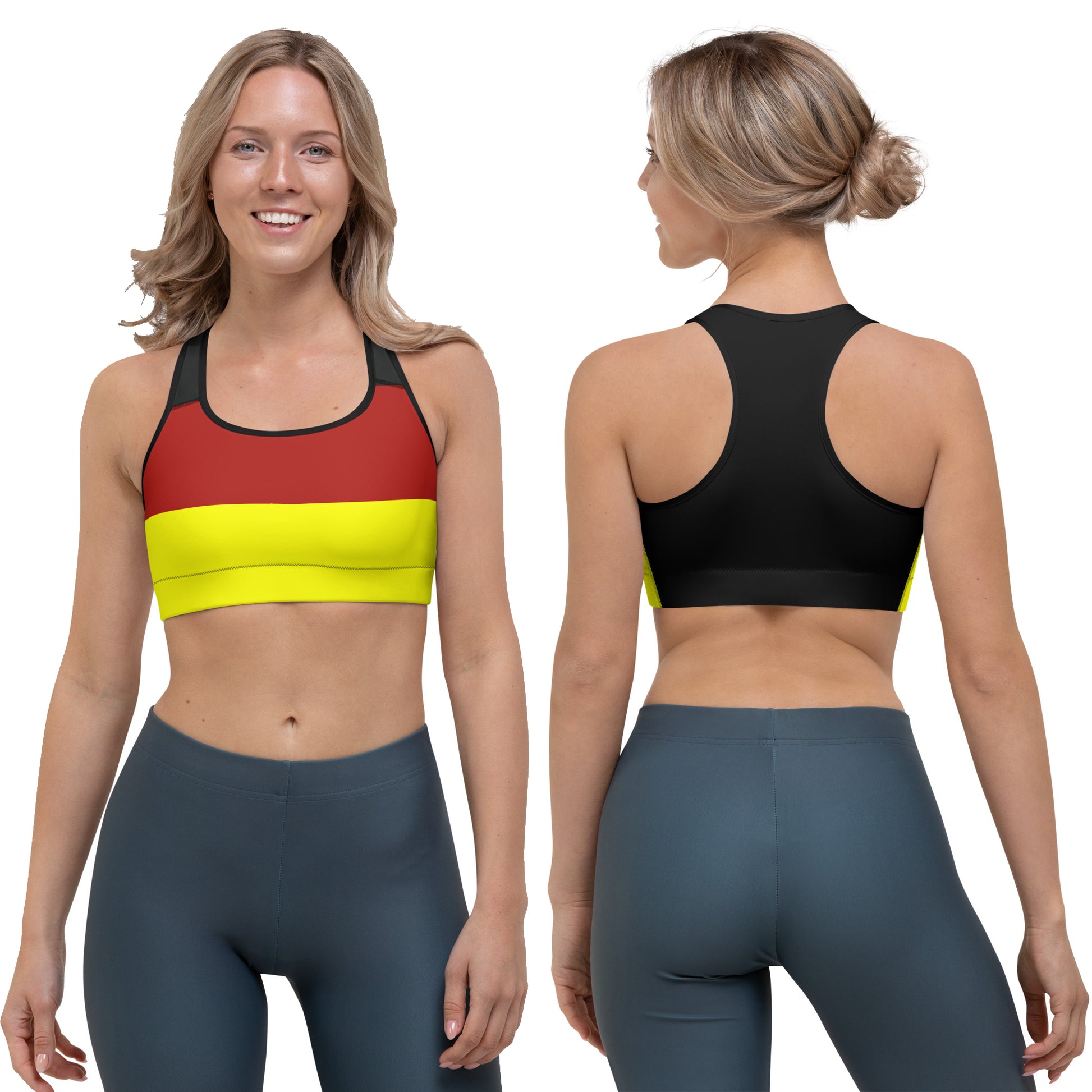 Germany Flag Sports Bra - Moisture-Wicking, Four-Way Stretch, and Double-Layered for Extra Support
