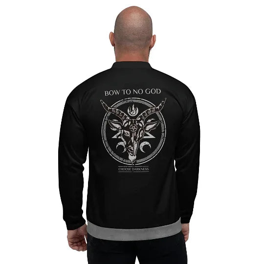 gothic bomber jacket bow to no god unisex alternative streetwear