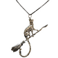 Cat On A Broomstick / Cat Jewelry / Goth Necklace / Witch Jewelry