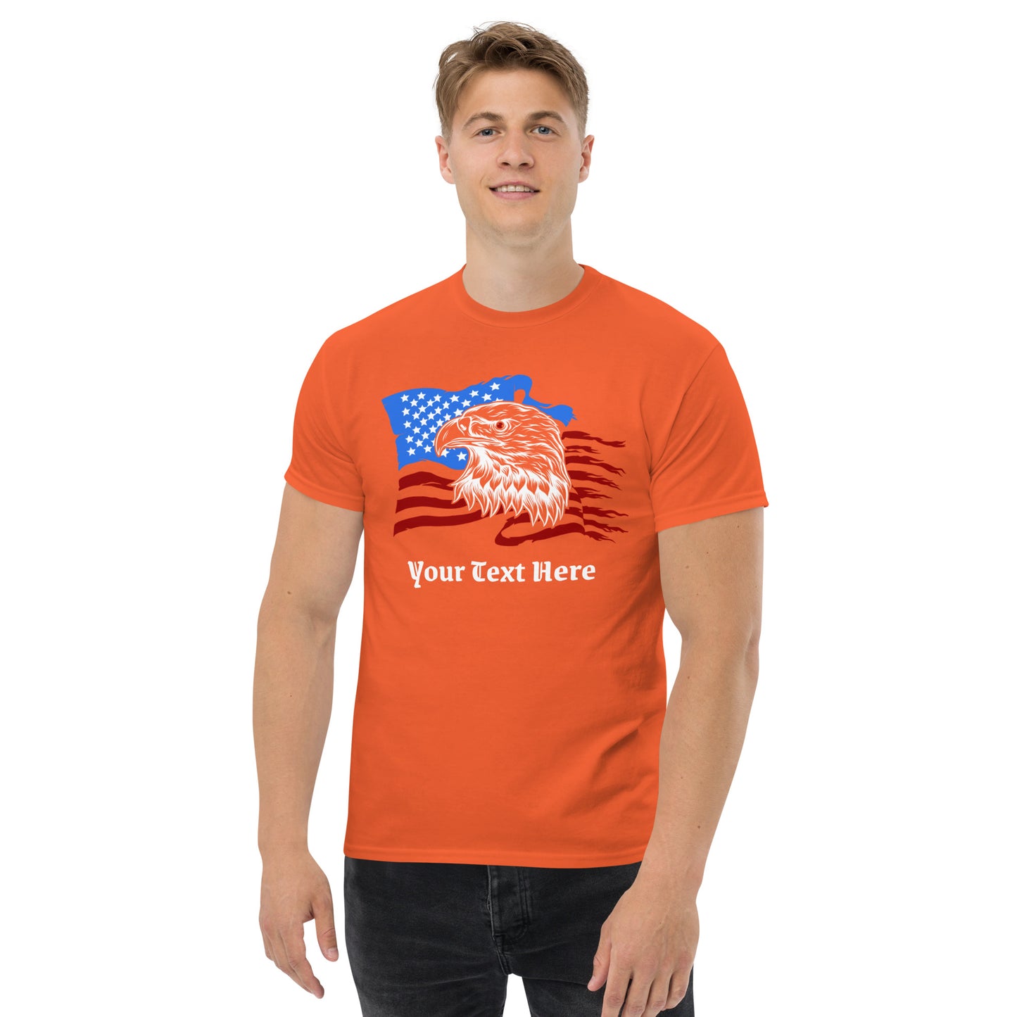 Customizable T-Shirt / Men's Classic Tee Gildan 5000 / Sizes S - 5XL / American Eagle Flag