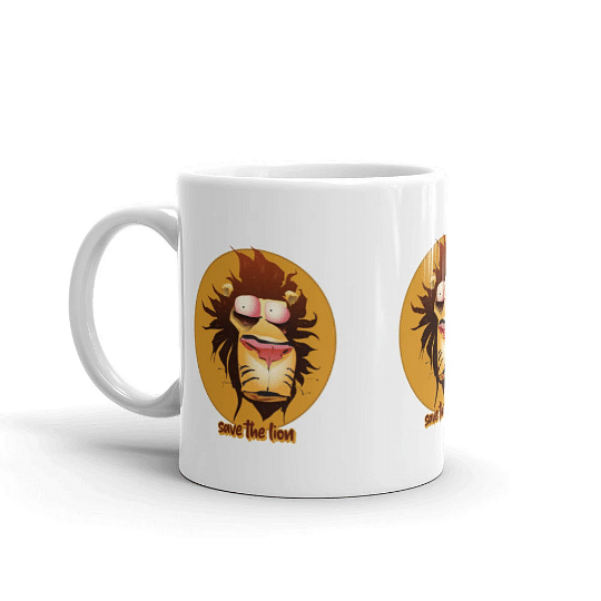 Coffee Cup / Lion Printed Cup / Big Mug For Childeren / Save The Lion