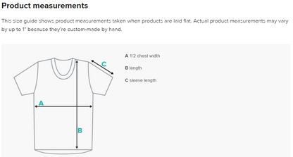 Product Measurement Youth Sizes