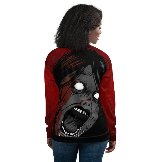 Red Bomber Soft Goth Jacket Screaming Girl / Clothing For Alts