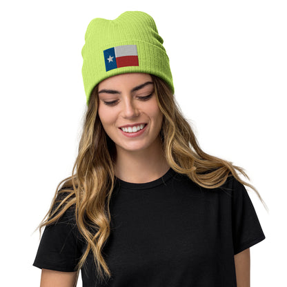 texas flag light green beanie