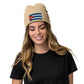 beige Cuban Clothing Style With Cuba Ribbed Knit Beanie / Premium Quality With Embroidered Cuba Flag / 8 Colors / Recycled Polyester