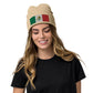 beige Mexico Beanie Hat With Embroidered Mexican Flag / Recycled Polyester / 8 Colors