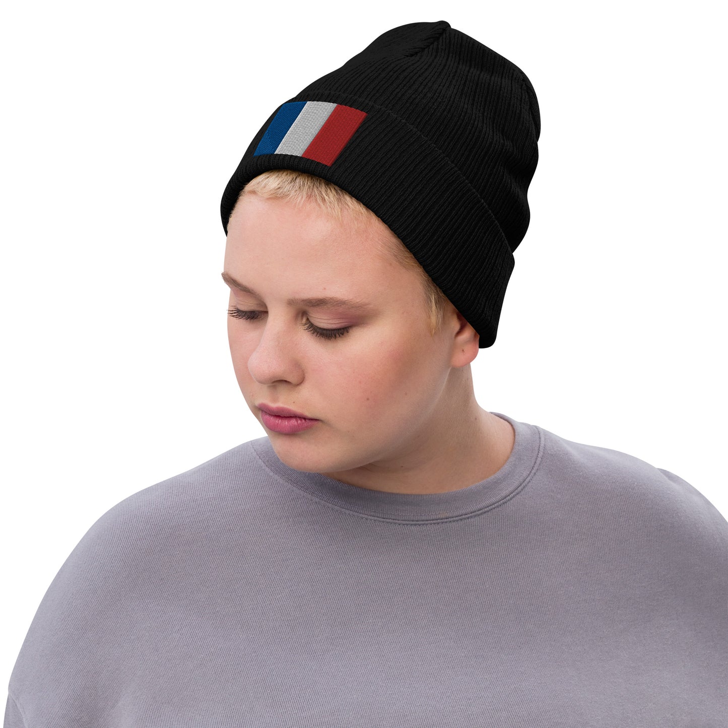 France Beanie With Embroidered Flag