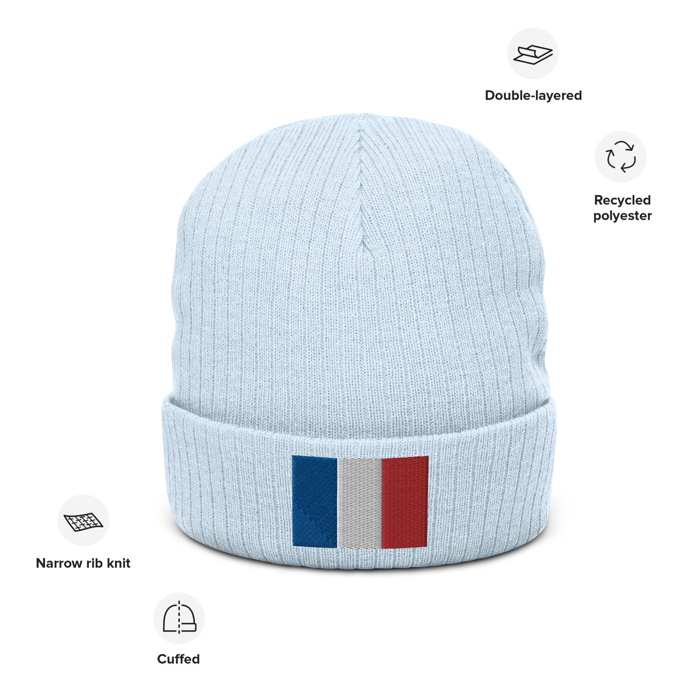France Beanie With Embroidered Flag