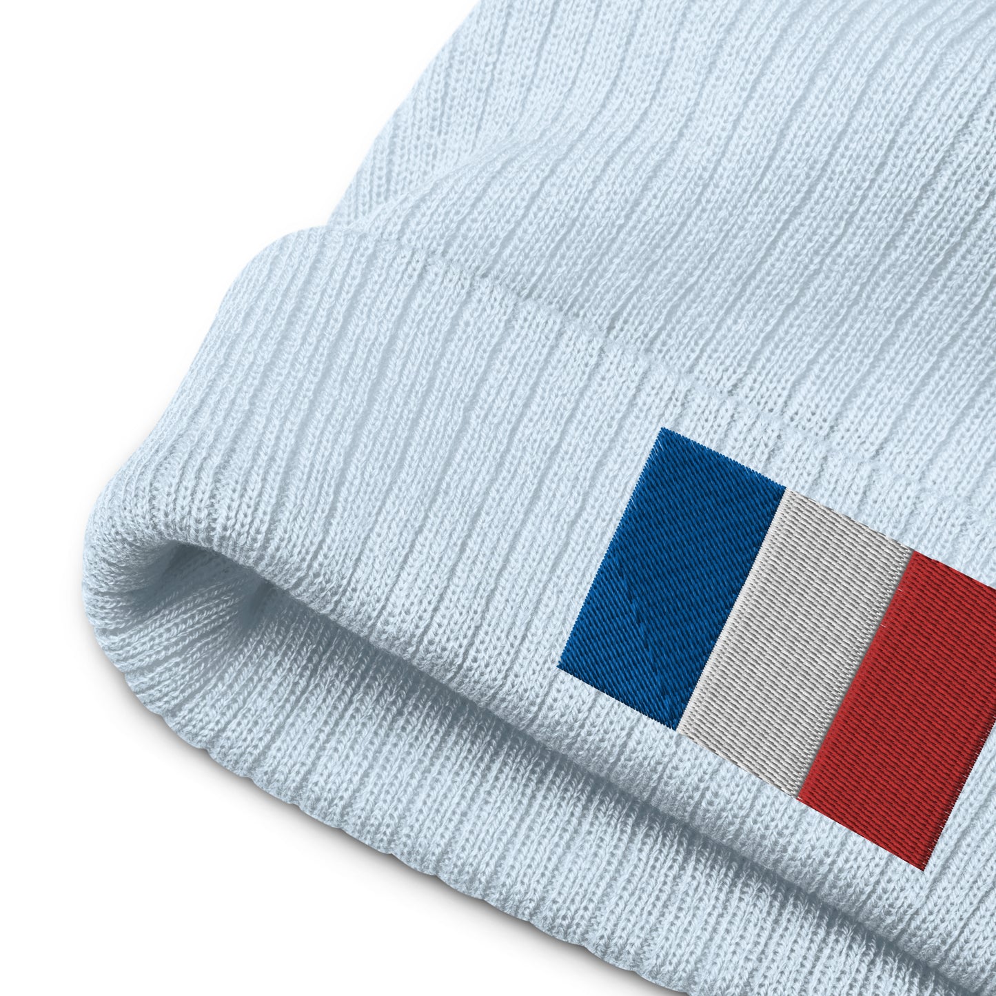 Light blue France Beanie With Embroidered Flag