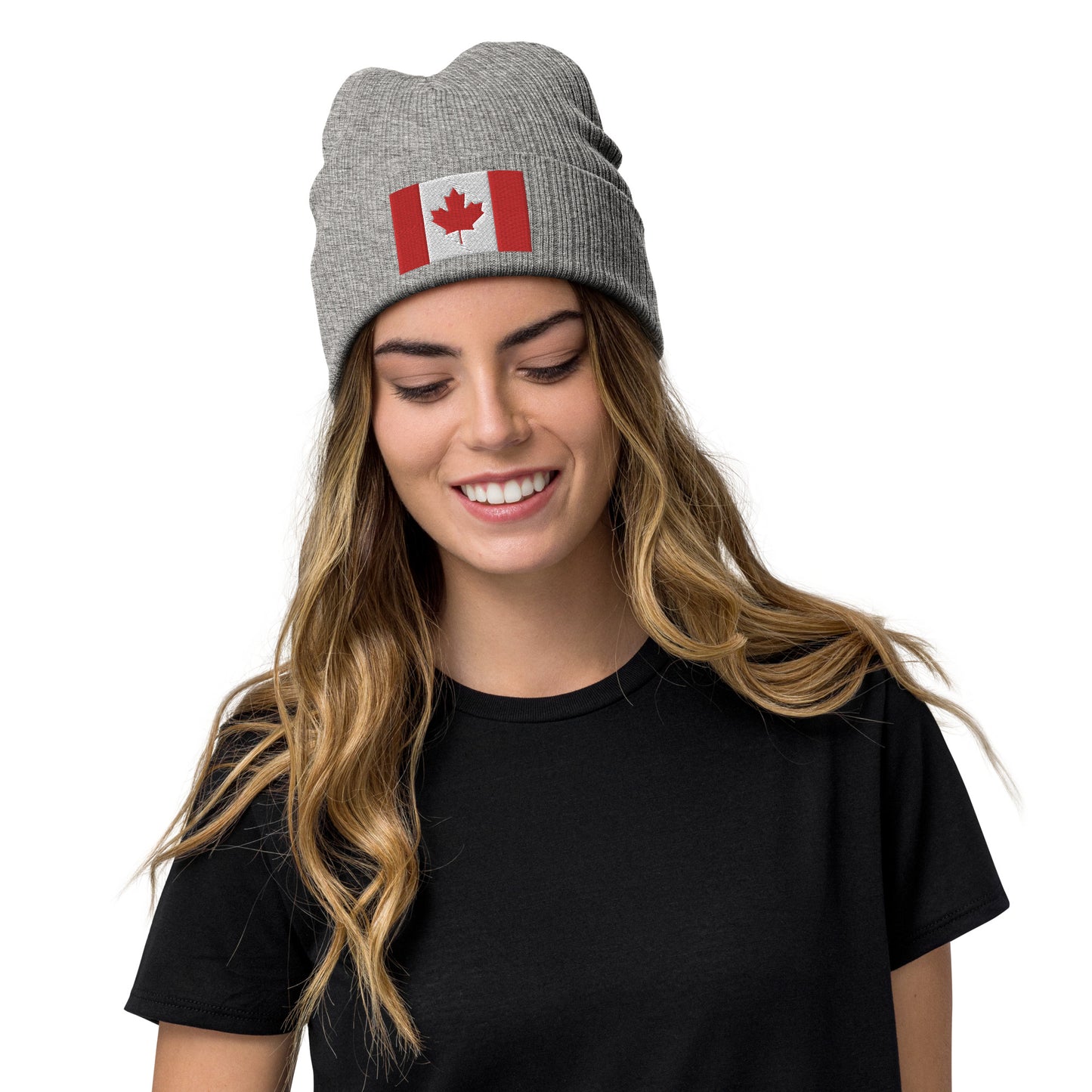 grey Recycled Polyester Canada Beanie / Premium Quality Canada Flag Beanie / 8 Colors