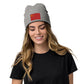 Grey Embroidered Flag Beanie With China Flag / Premium Quality / Recycled Polyester / 8 Colors