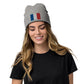 grey France Beanie With Embroidered Flag