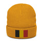 Yellow Ribbed Knit Embroidered Belgium Flag Beanie / Premium Beanie Available In 8 Colours / Recycled Polyester