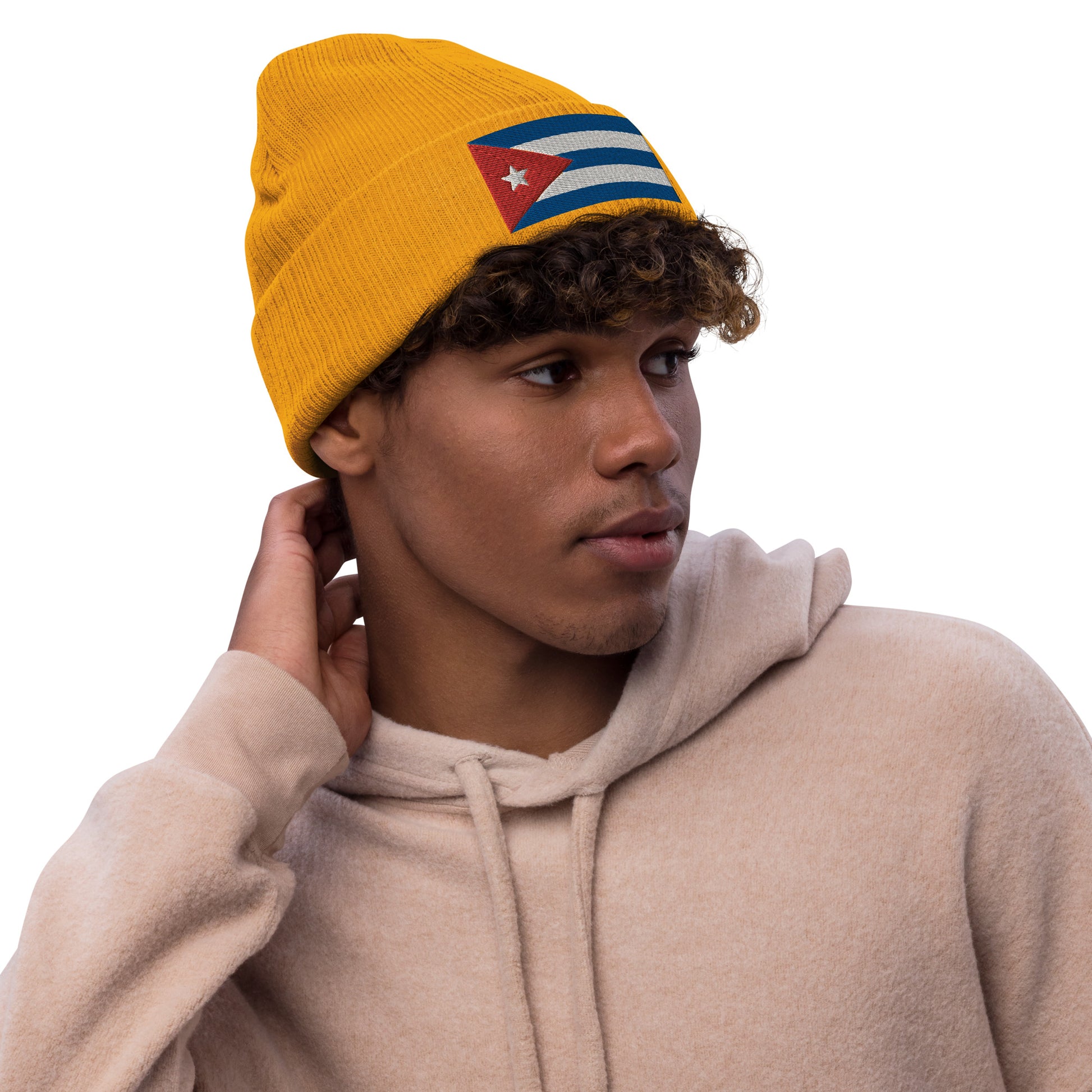 Cuban Clothing Style With Cuba Ribbed Knit Beanie / Premium Quality With Embroidered Cuba Flag / 8 Colors / Recycled Polyester