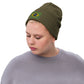 Olive color beanie with brazil flag
