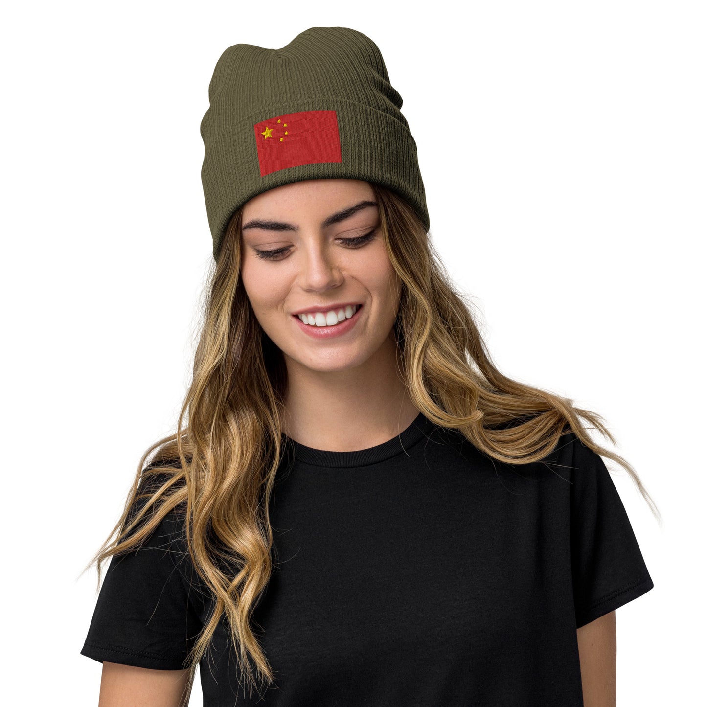 Onlive beanie Embroidered Flag Beanie With China Flag / Premium Quality / Recycled Polyester / 8 Colors