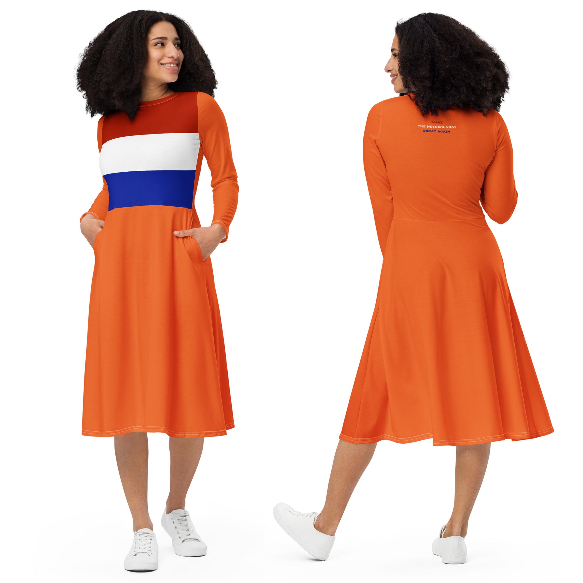 The Netherlands Dress / Dutch Dress With Pockets And Long Sleeves / Small - Plus Size