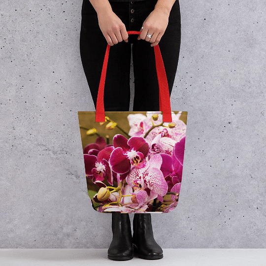 Tote Bag With Print Of Orchid Flower /  Gift For The Flower Lover