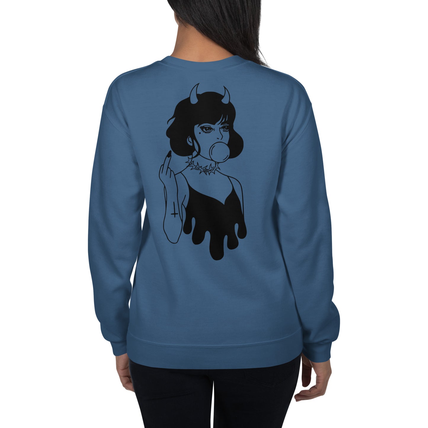 Middle Finger Sweatshirt / Goth Clothing / DBlue Color