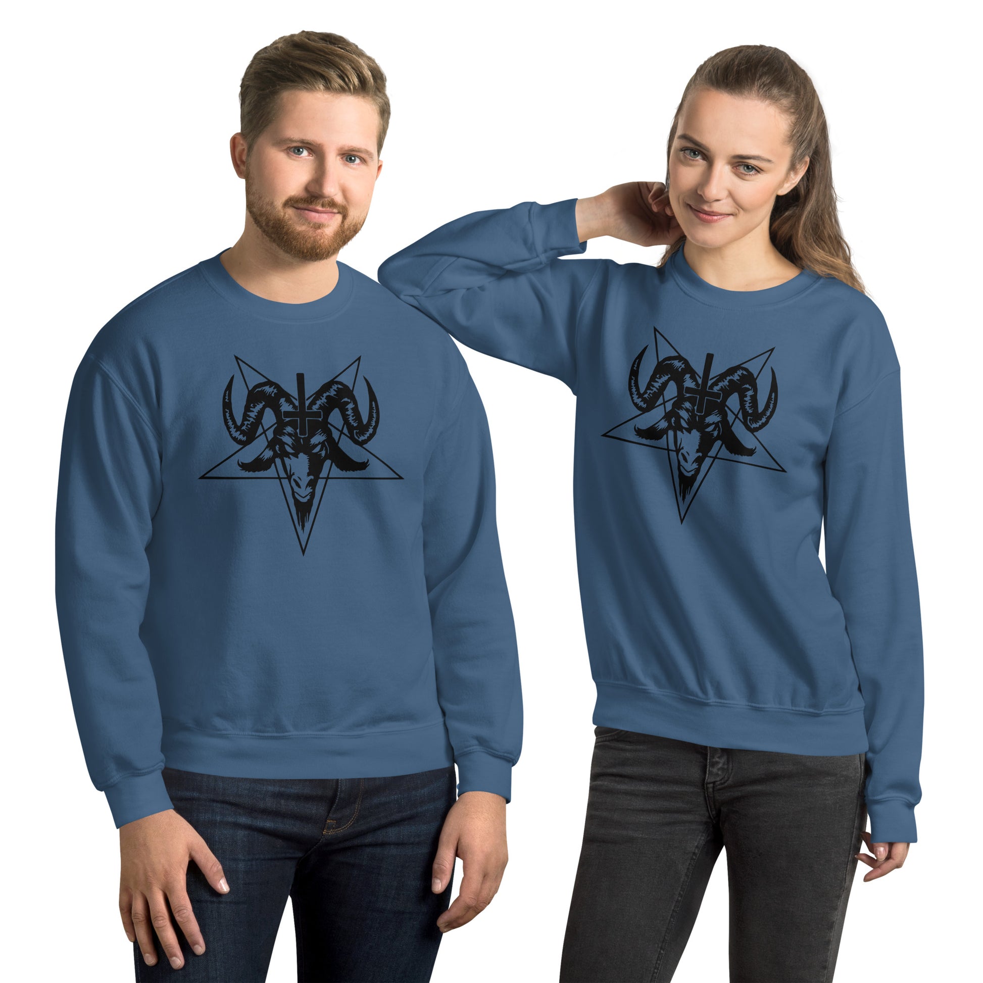 Goth Sweatshirt / Baphomet Sweater /  Indigo Blue