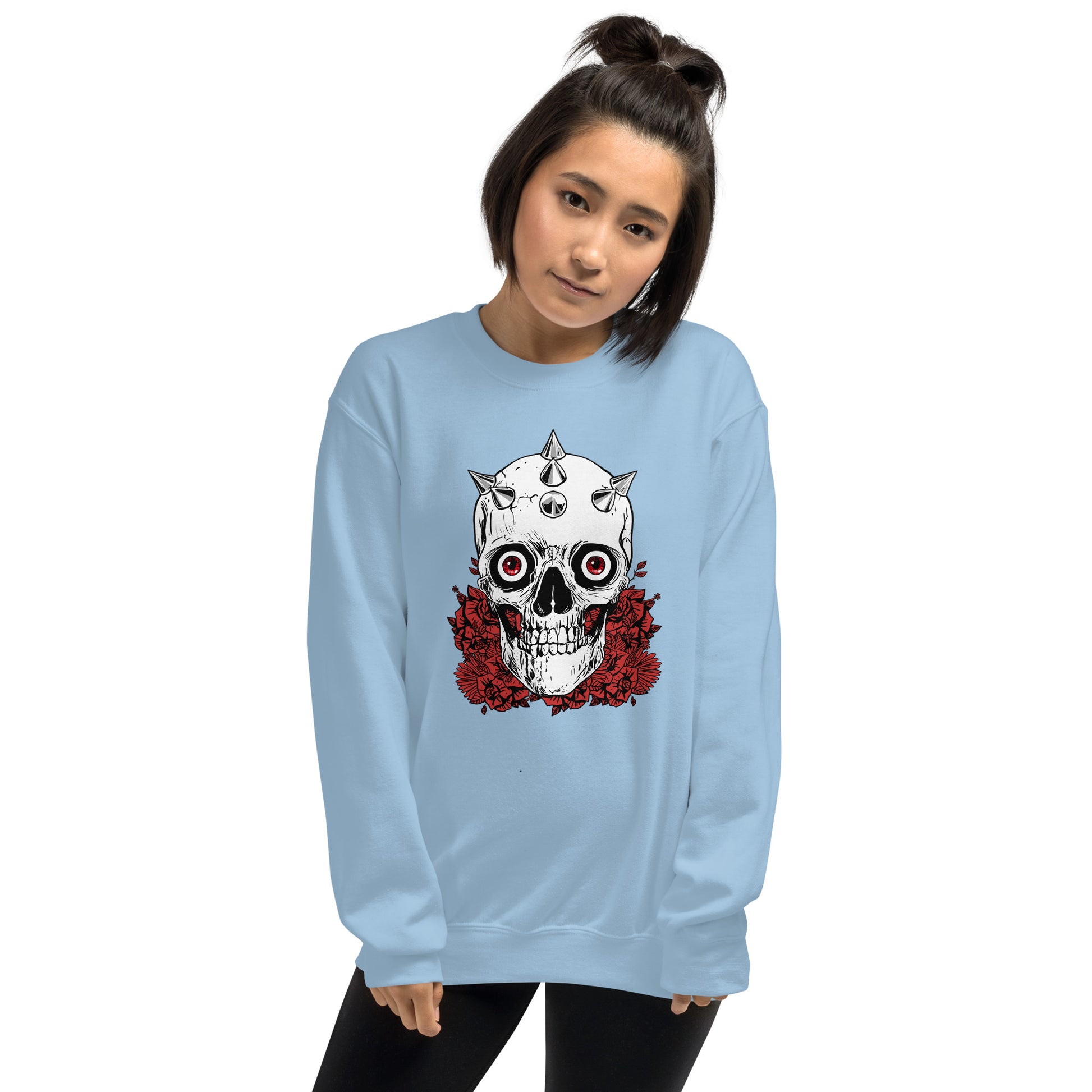 Skull Sweater / Soft Goth Sweatshirt /  Light Blue