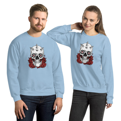 Skull Sweater / Soft Goth Sweatshirt / Light Blue