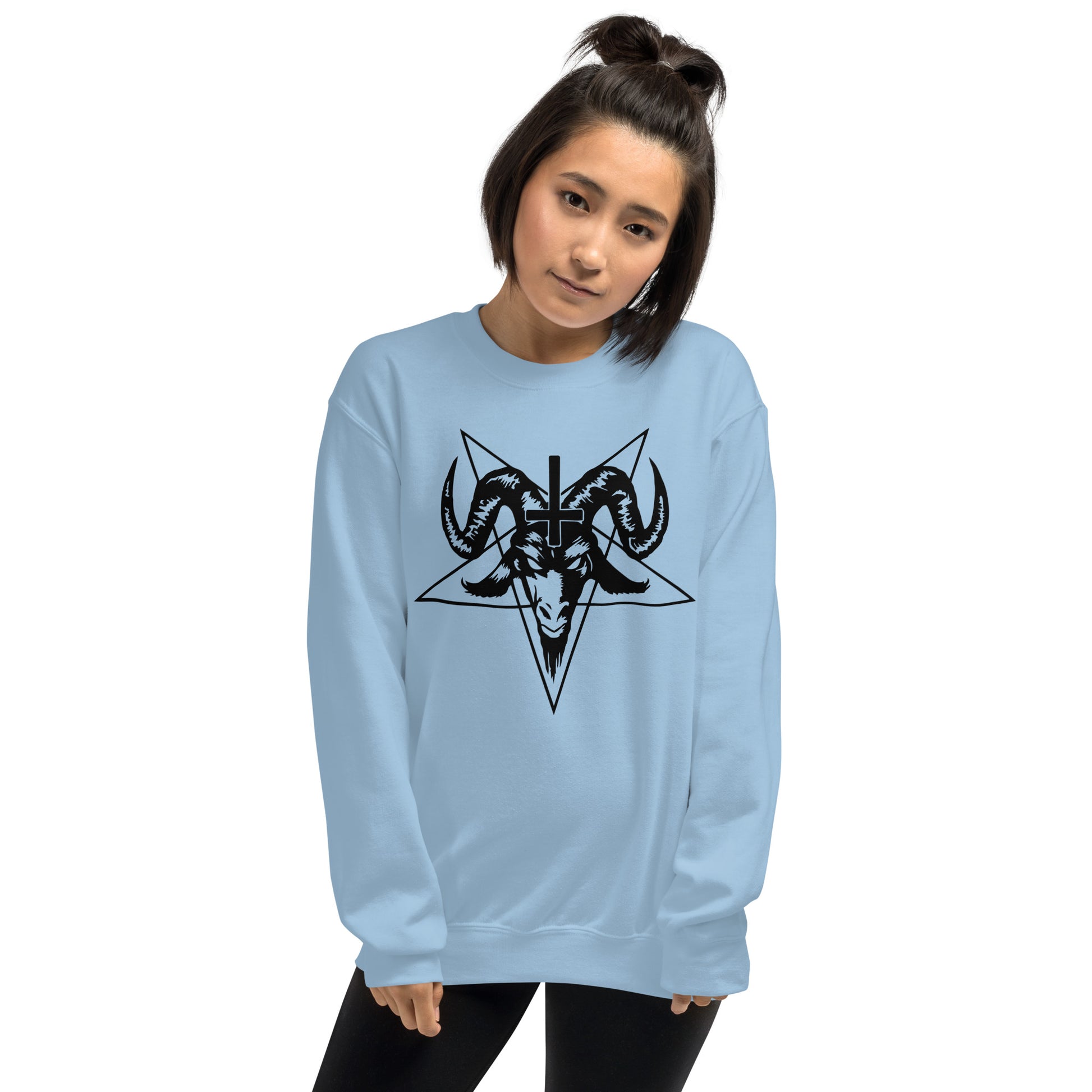 Goth Sweatshirt / Baphomet Sweater / Light blue 