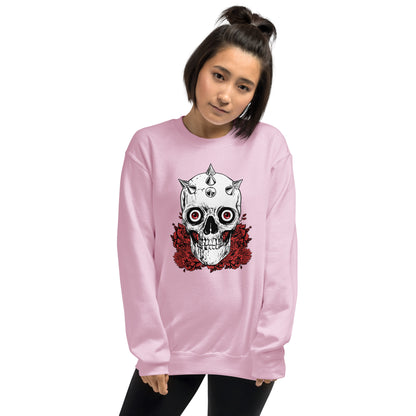 Skull Sweater / Soft Goth Sweatshirt / Light Pink 