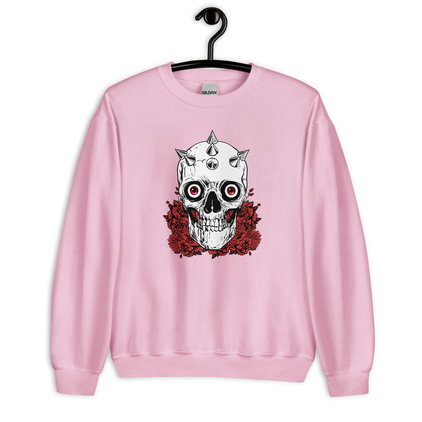 Skull Sweater / Soft Goth Sweatshirt / Light Pink 