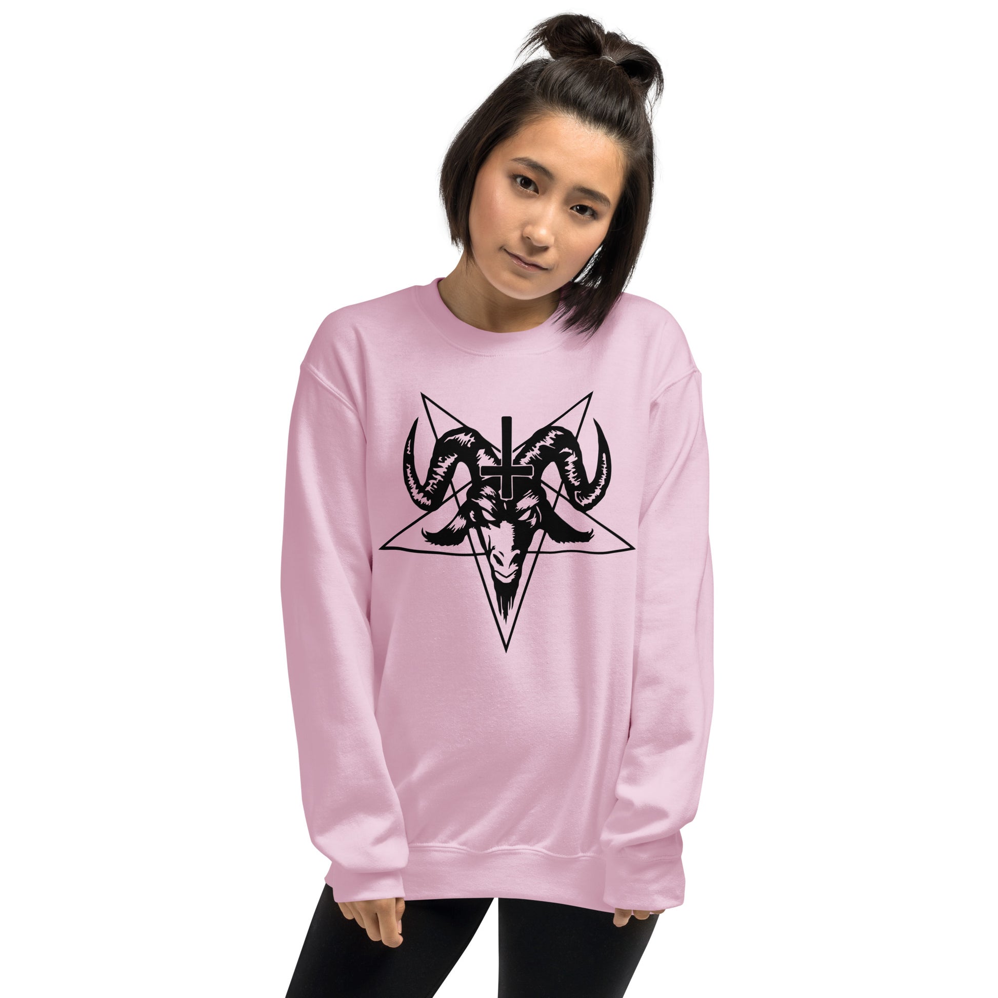 Goth Sweatshirt / Baphomet Sweater / Light Pink