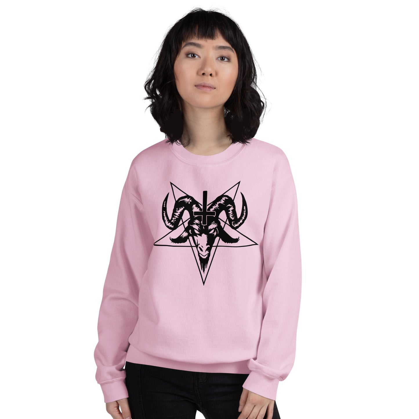 Goth Sweatshirt / Baphomet Sweater / Light Pink 