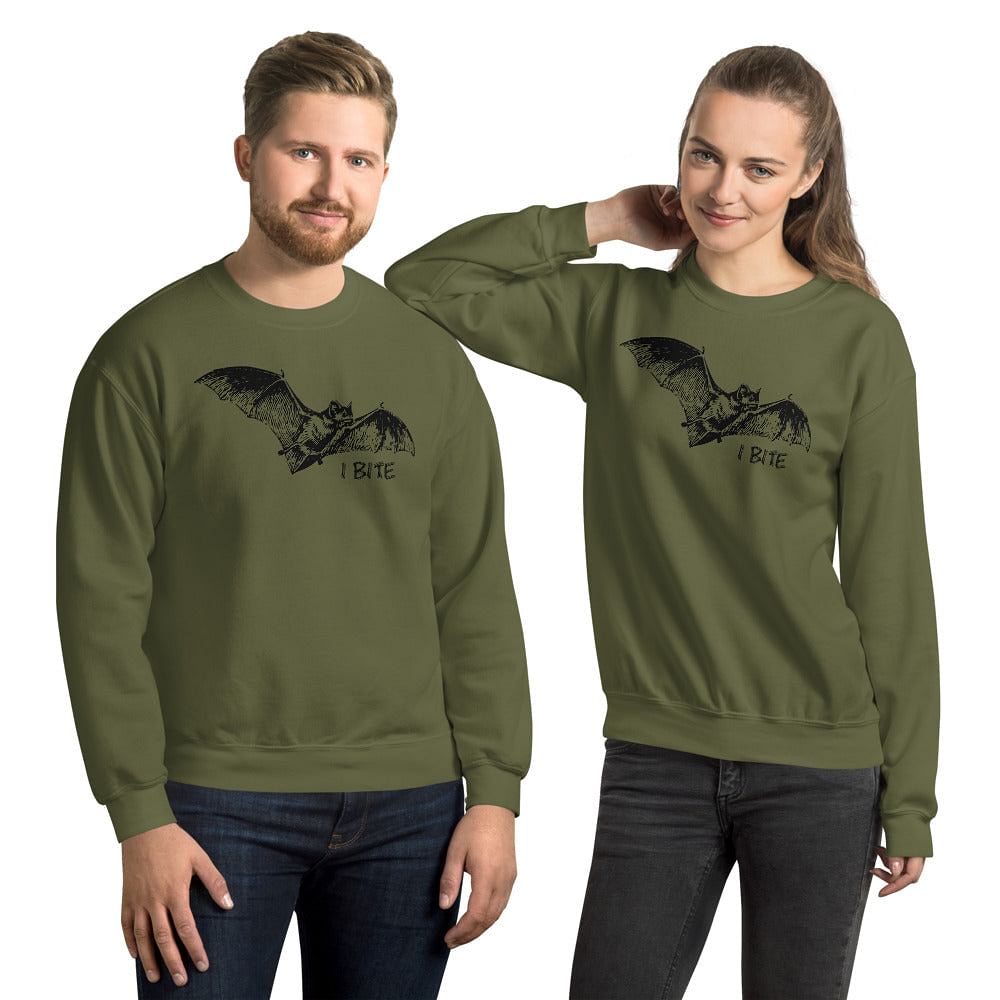 Bat Sweater / Sweatshirt With text 'I Bite' / Size S - M - L - XL - 2 XL - 3 XL - 4 XL - 5 XL