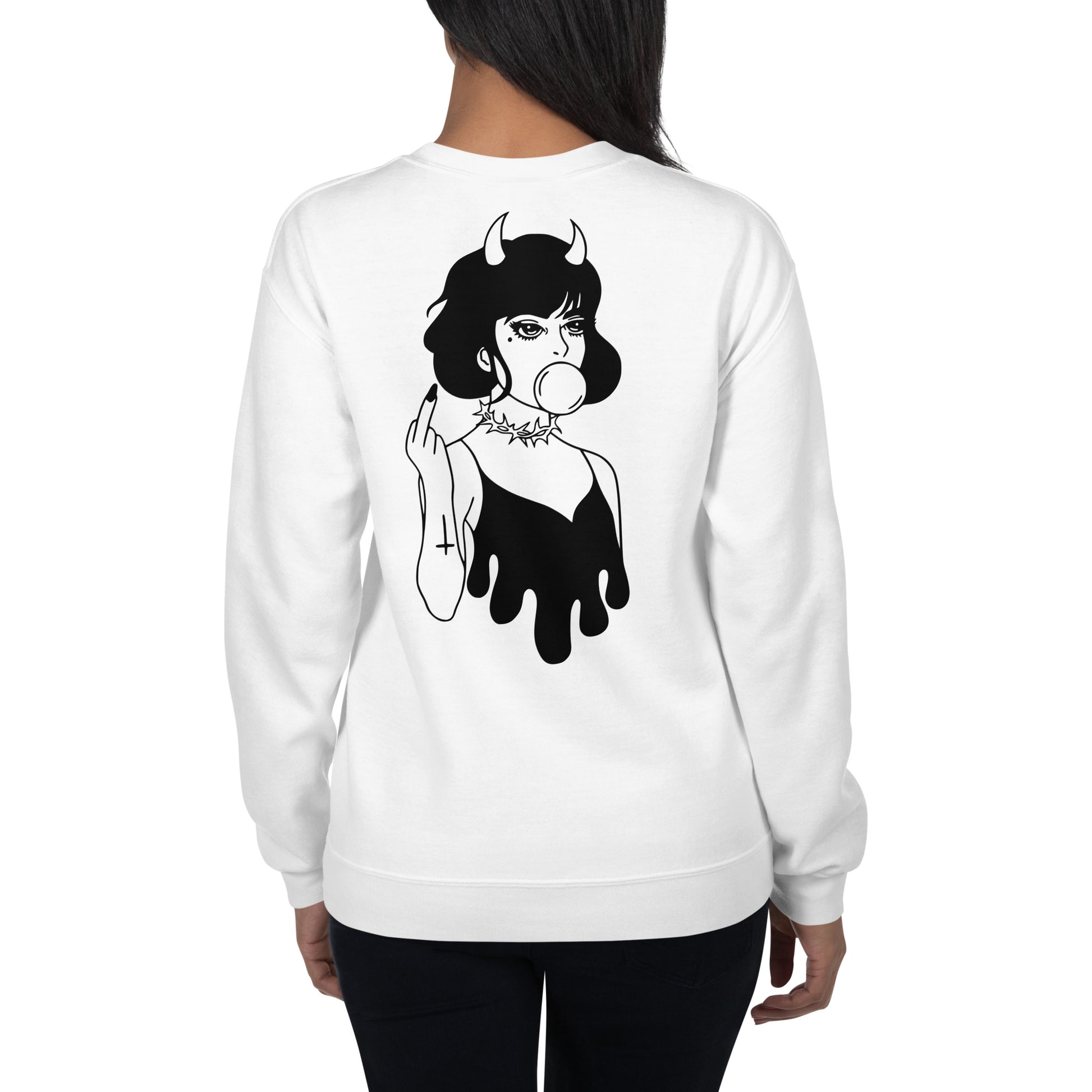 Middle Finger Sweatshirt / Goth Clothing / White Color