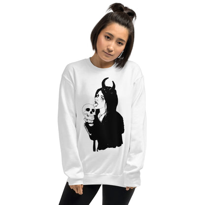 White Skull Sweatshirt Licking Woman